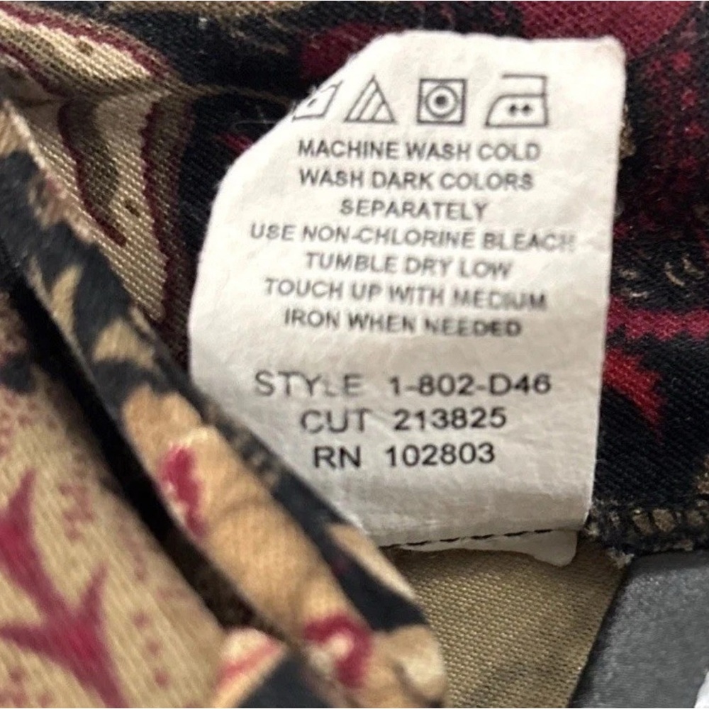 Vintage Briggs New York Sz 10P Floral Paisley Midi Skirt Black Red Tan Boho Y2K - Picture 7 of 7